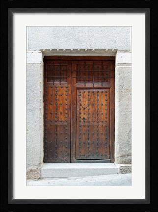Framed Traditional Door, Toledo, Spain Print