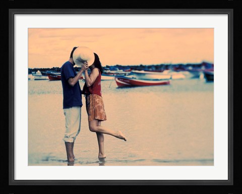 Framed Kissing Couple at Playa de las Teresitas, Tenerife, Canary Islands, Spain Print