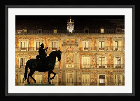 Framed Plaza Mayor by Night, Madrid, Spain Print