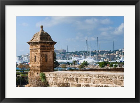 Framed City ramparts, Palma de Mallorca, Majorca, Balearic Islands, Spain Print