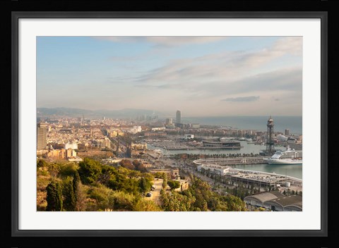 Framed View of Barcelona from Mirador del Alcade, Barcelona, Spain Print