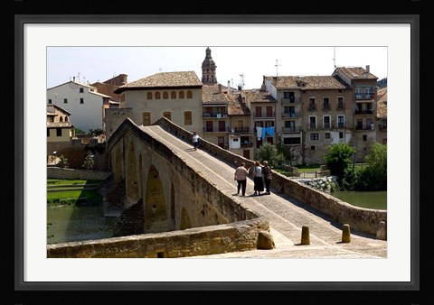 Framed Pedestrian Bridge over the Rio Arga, Puente la Reina, Navarra Region, Spain Print