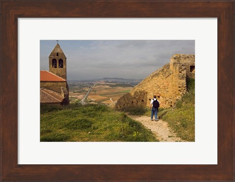 Framed Backpacking at Iglesia Parroquial de Santa Maria la Mayor Church, La Rioja, Spain Print