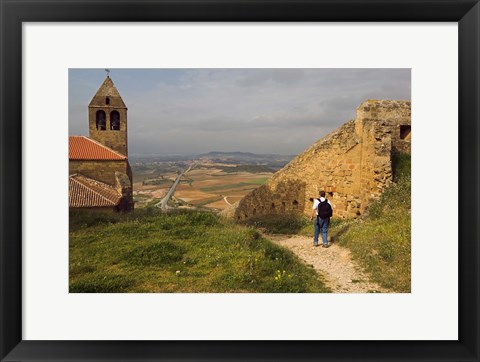 Framed Backpacking at Iglesia Parroquial de Santa Maria la Mayor Church, La Rioja, Spain Print