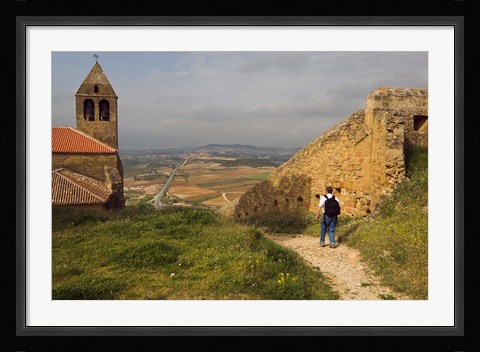 Framed Backpacking at Iglesia Parroquial de Santa Maria la Mayor Church, La Rioja, Spain Print