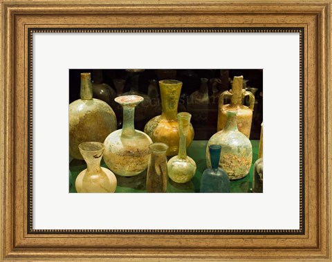 Framed Bottles and Jugs for Wine, Museo de la Cultura del Vino, Spain Print