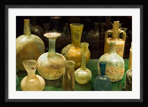 Framed Bottles and Jugs for Wine, Museo de la Cultura del Vino, Spain Print