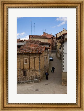 Framed Narrow street, Anguiano, La Rioja, Spain Print