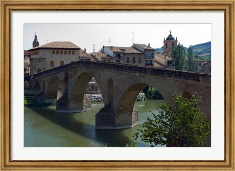 Framed Pedestrian Bridge over the Rio Arga, Puente la Reina, Navarra Region, Spain Print