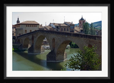 Framed Pedestrian Bridge over the Rio Arga, Puente la Reina, Navarra Region, Spain Print