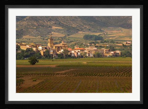 Framed Village of Brinas surrounded by Vineyards, La Rioja Region, Spain Print
