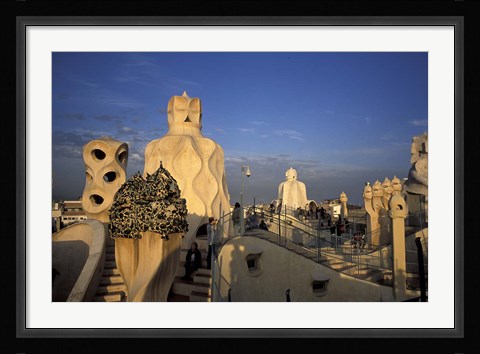 Framed Antonio Gaudi's Casa Mila, Barcelona, Spain Print