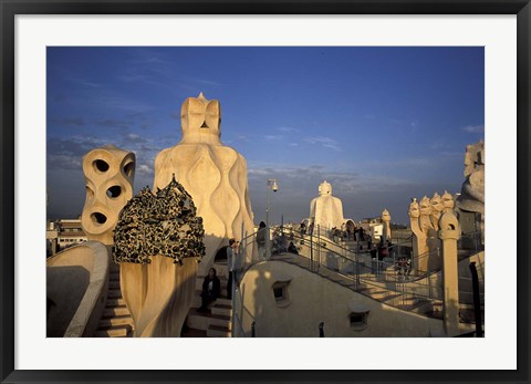Framed Antonio Gaudi's Casa Mila, Barcelona, Spain Print