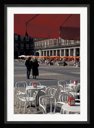 Framed Cafe Tables in Plaza Mayor, Madrid, Spain Print