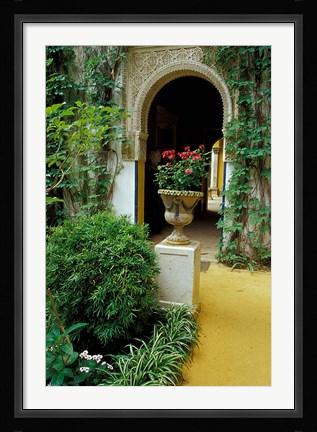 Framed Planter and Arched Entrance to Garden in Casa de Pilatos Palace, Sevilla, Spain Print