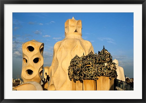 Framed Antonio Gaudi's La Pedrera, Casa Mila, Barcelona, Spain Print
