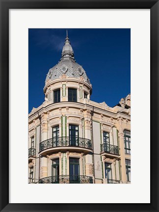 Framed Harborfront Buildings, Llanes, Spain Print
