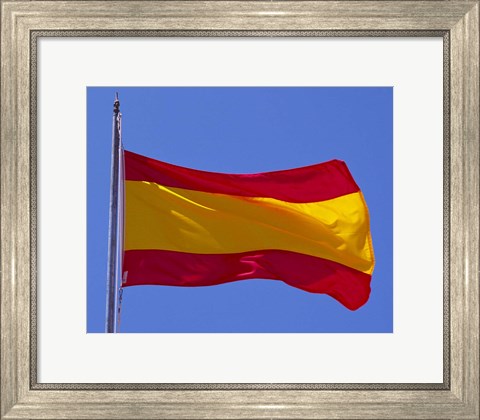 Framed Spanish Flag, Barcelona, Spain Print