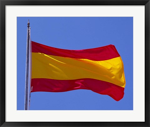 Framed Spanish Flag, Barcelona, Spain Print