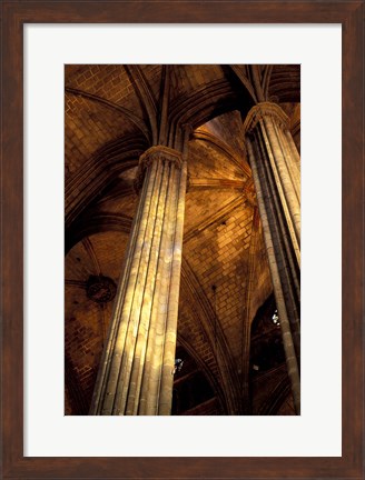 Framed Columns and Ceiling of St Eulalia Cathedral, Barcelona, Spain Print