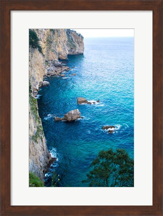 Framed Spain, Cantabria, Faro del Caballo, Mount Buciero, Cliffs Print