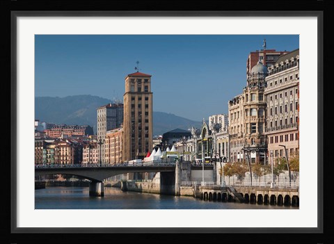 Framed Riverfront Buildings, Bilbao, Spain Print