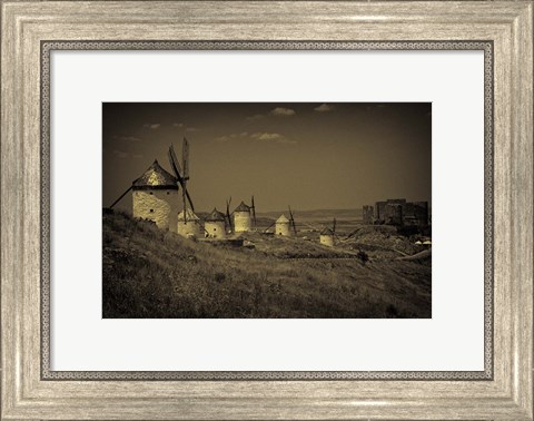 Framed Spain, Toledo Province, Consuegra Antique La Mancha windmills Print