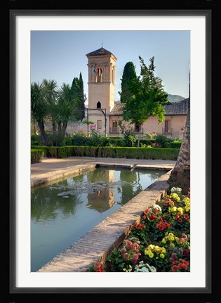 Framed Generalife Gardens in the Alhambra grounds, Granada, Spain Print