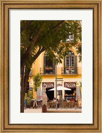 Framed Outdoor Cafes, Plaza de la Merced, Malaga, Spain Print