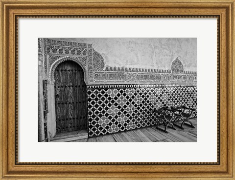 Framed Spain, Andalusia, Alhambra Ornate Door and tile of Nazrid Palace Print