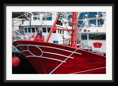 Framed Spain, Cantabria Province, Santona, fishing boat Print