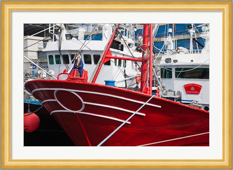 Framed Spain, Cantabria Province, Santona, fishing boat Print