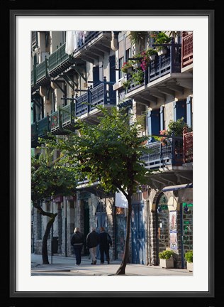 Framed Spain, Hondarribia, La Marina, fishermen's quarter Print