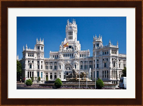 Framed Cibeles Palace is located on the Plaza de Cibeles in Madrid, Spain Print