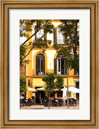 Framed Outdoor Cafes, Plaza de la Merced, Malaga, Spain Print