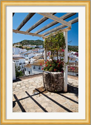 Framed Spain, Andalusia, Cadiz Province Potted plants Overlooking Rooftops Print