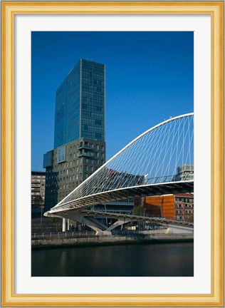 Framed Spain, Bilbao, Zubizuri Bridge over Rio de Bilbao Print