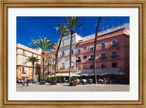 Framed Spain, Cadiz, buildings on Plaza de la Catedral Print