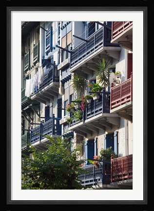 Framed Spain, Hondarribia, La Marina, Fishermen's Quarter Print
