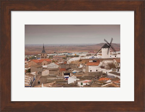 Framed Spain, La Mancha Area, Campo de Criptana Windmills Print