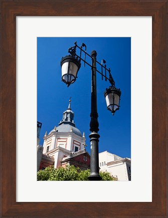 Framed Spain, Madrid Lamppost and the dome of the Las Calatravas Church Print