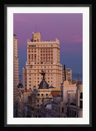 Framed Spain, Madrid, Gran Via and Edificio Espana Print