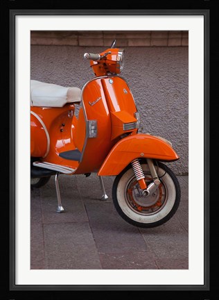 Framed Vespa Scooter, Llanes, Spain Print