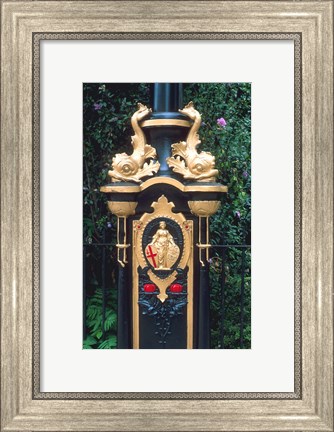 Framed Lamp Post Along the Thames in London, England Print