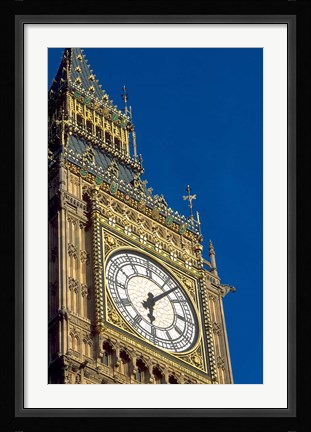 Framed Big Ben Clock Tower on Parliament Building in London, England Print