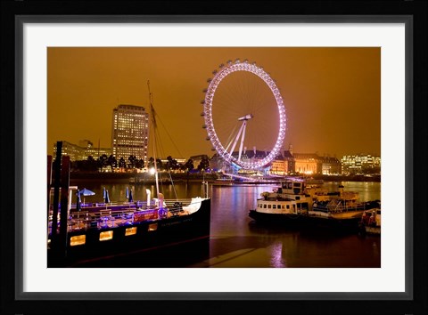 Framed England, London River Thames and London Eye Print