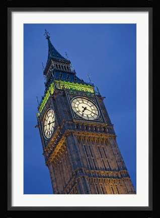 Framed UK, London, Clock Tower, Big Ben at dusk Print