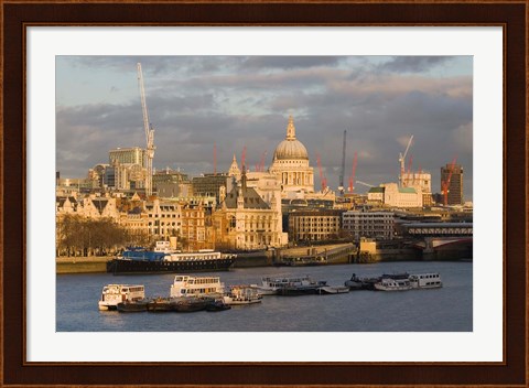 Framed North Bank of The Thames River, London, England Print