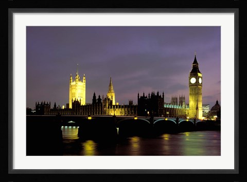 Framed Big Ben and the Houses of Parliament at Night, London, England Print