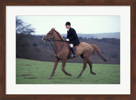 Framed Horseback riding, Leicestershire, England Print